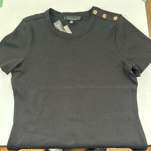 White House Black Market Black Top with Gold Button, L NWT